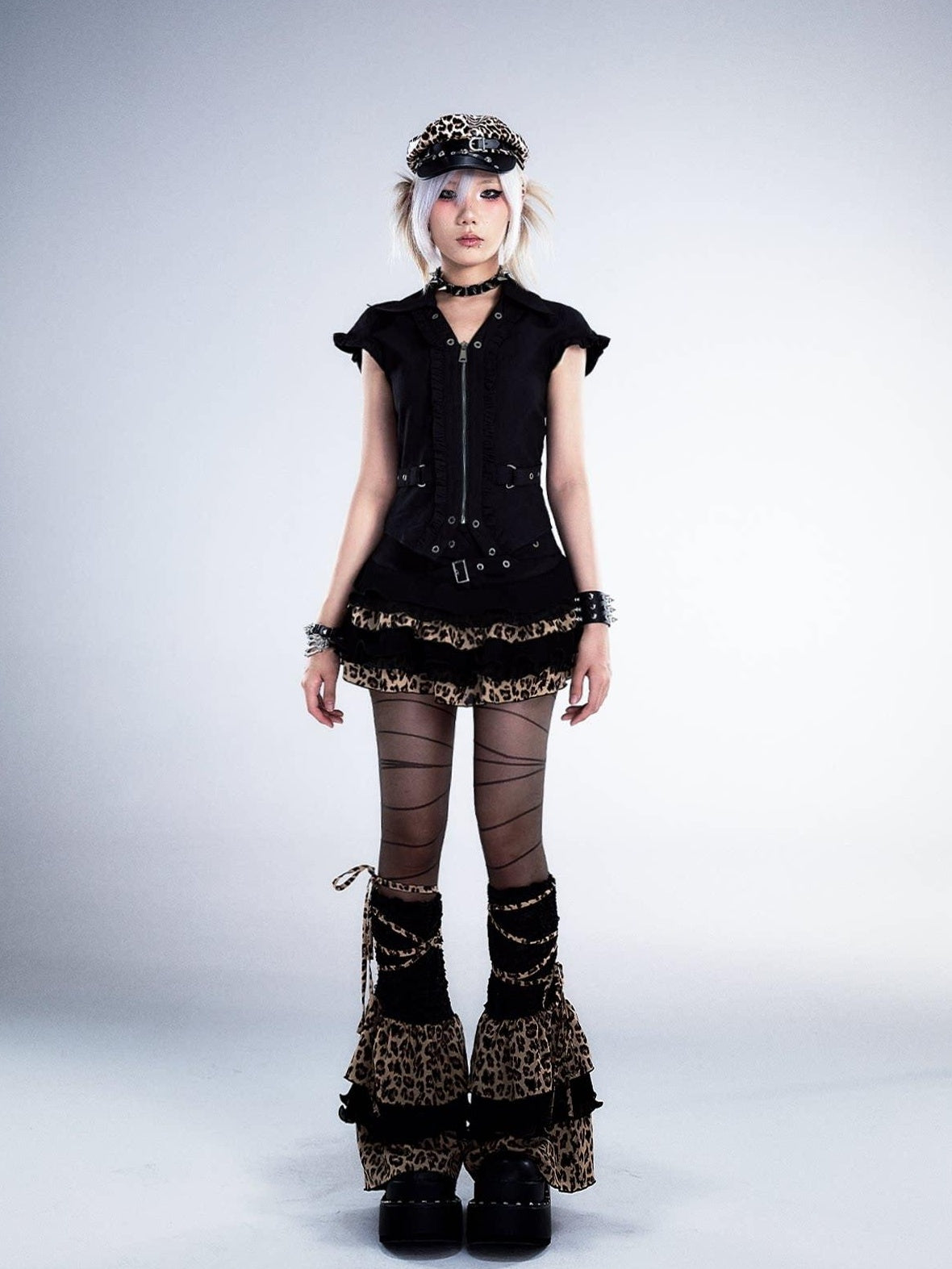 Frustration Garden Edgy Rocker Asymmetric Patchwork Ruffle Aline Women Black Mini Skirts