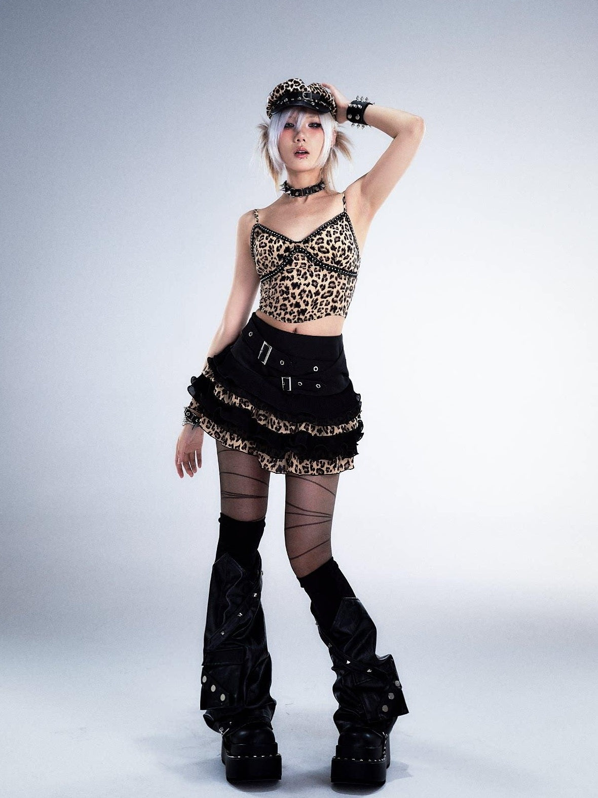 Frustration Garden Edgy Rocker Asymmetric Patchwork Ruffle Aline Women Black Mini Skirts