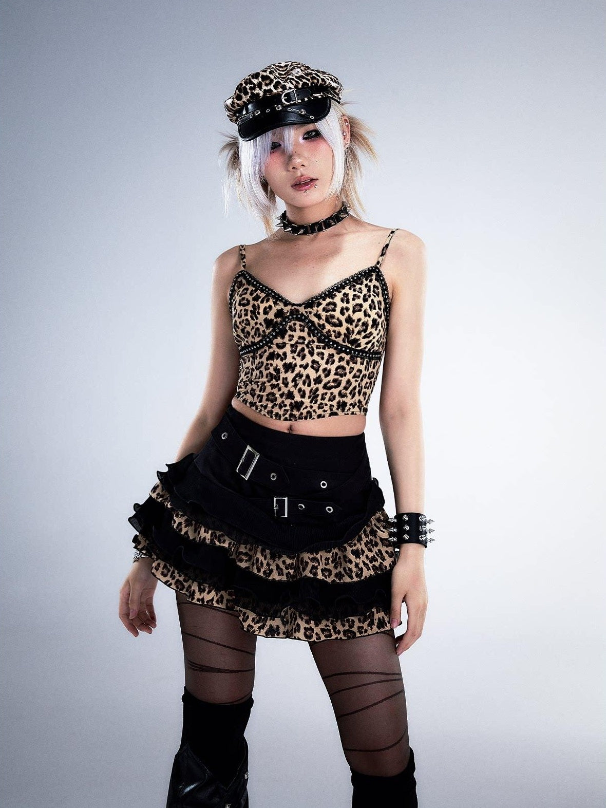 Frustration Garden Edgy Rocker Asymmetric Patchwork Ruffle Aline Women Black Mini Skirts