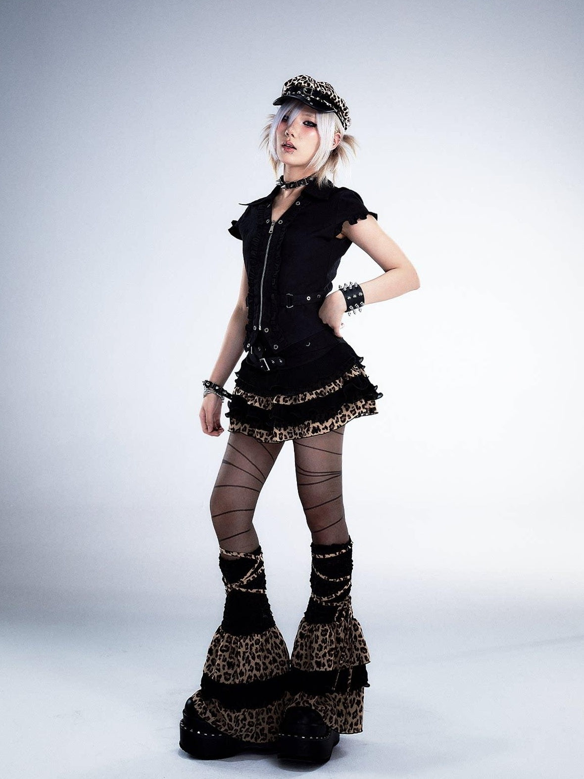 Frustration Garden Edgy Rocker Asymmetric Patchwork Ruffle Aline Women Black Mini Skirts