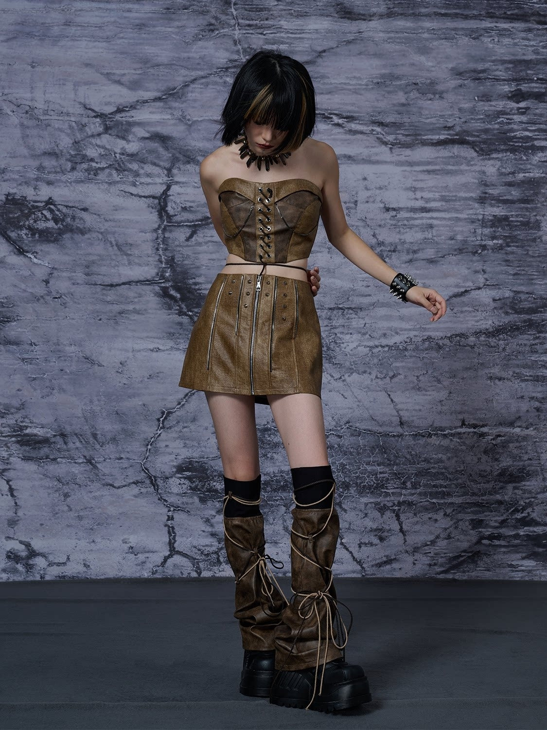 Frustration_Garden_Edgy_Studded_Zipper_Pu_A_Line_Mid_Waist_Rock_For_Women_City_Commute_Mini_Skirts_MISSTT
