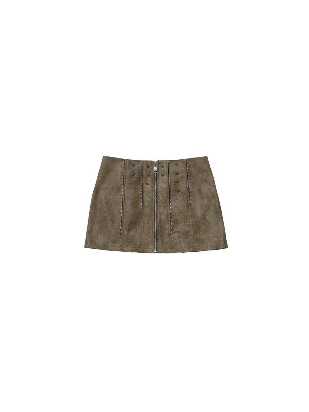 Frustration Garden Edgy Studded Zipper Pu A Line Mid Waist Rock For Women City Commute Mini Skirts