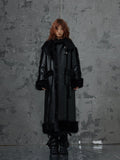 Frustration Garden Faux Fur Trim Oversized Dark Gothic Unisex Black Long Sleeve Long Coats