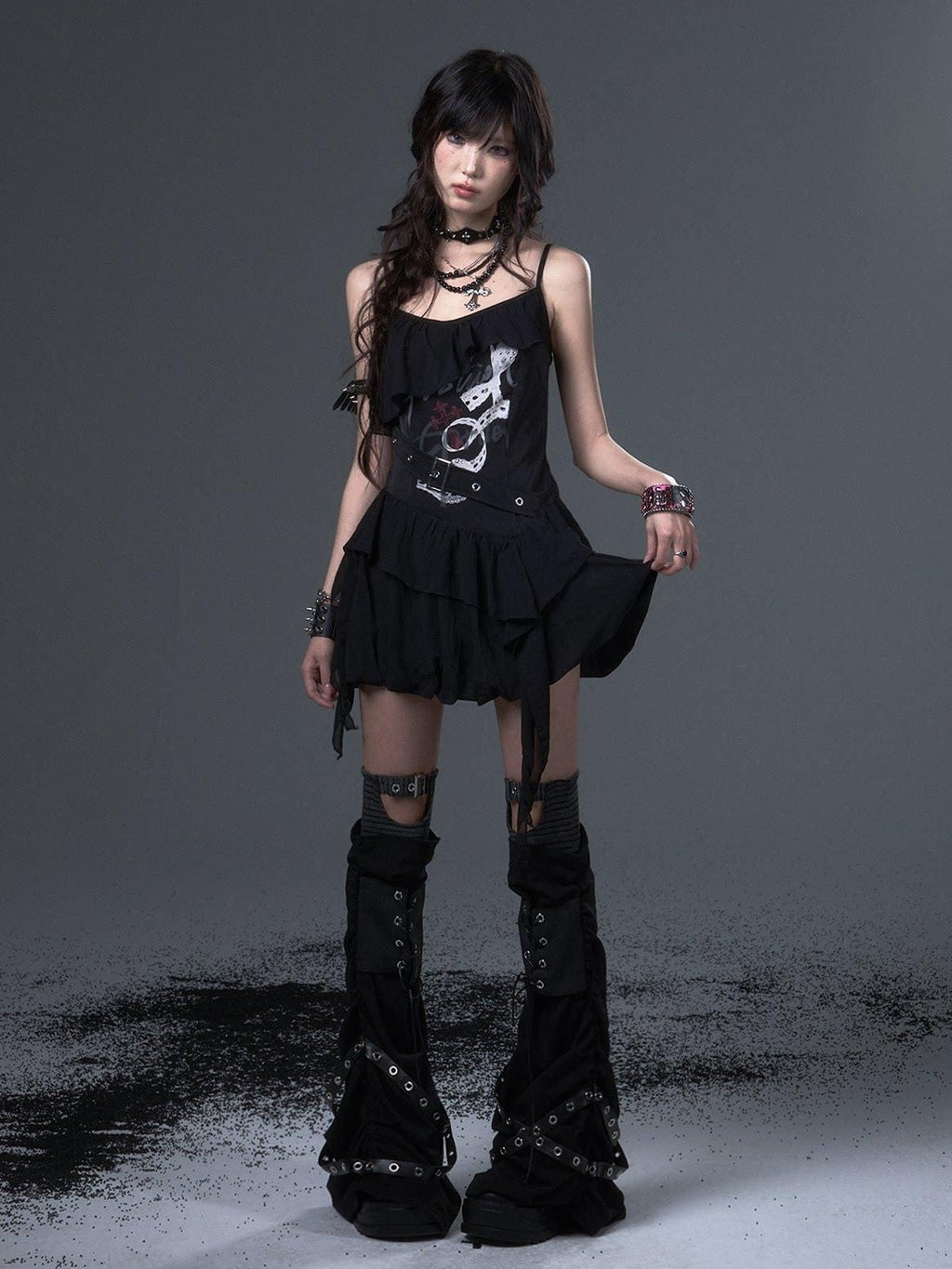 Frustration Garden Flirty Sweet Sultry Printed Black A Line Camisole Casual Slip Mini Dresses