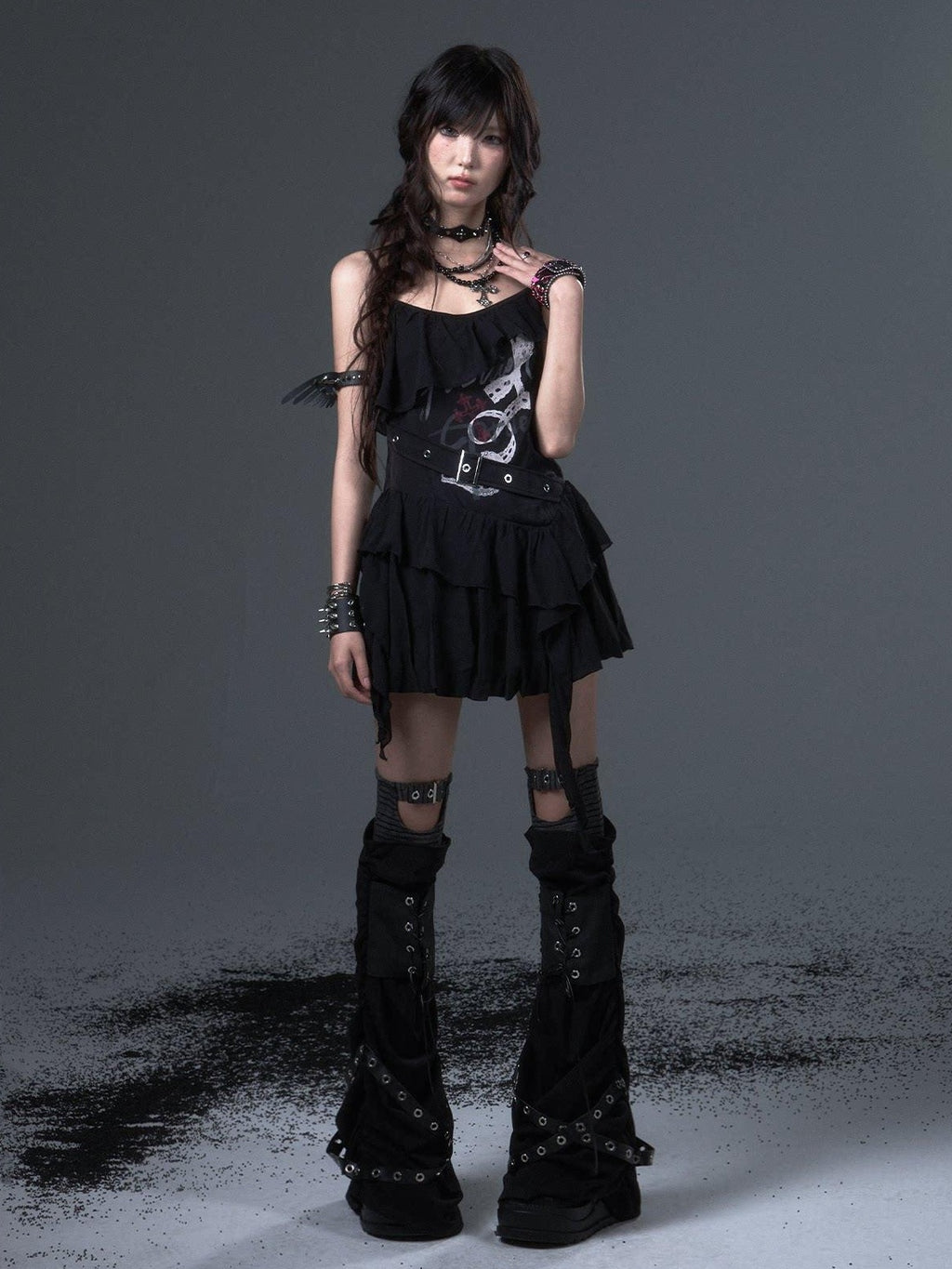 Frustration Garden Flirty Sweet Sultry Printed Black A Line Camisole Casual Slip Mini Dresses