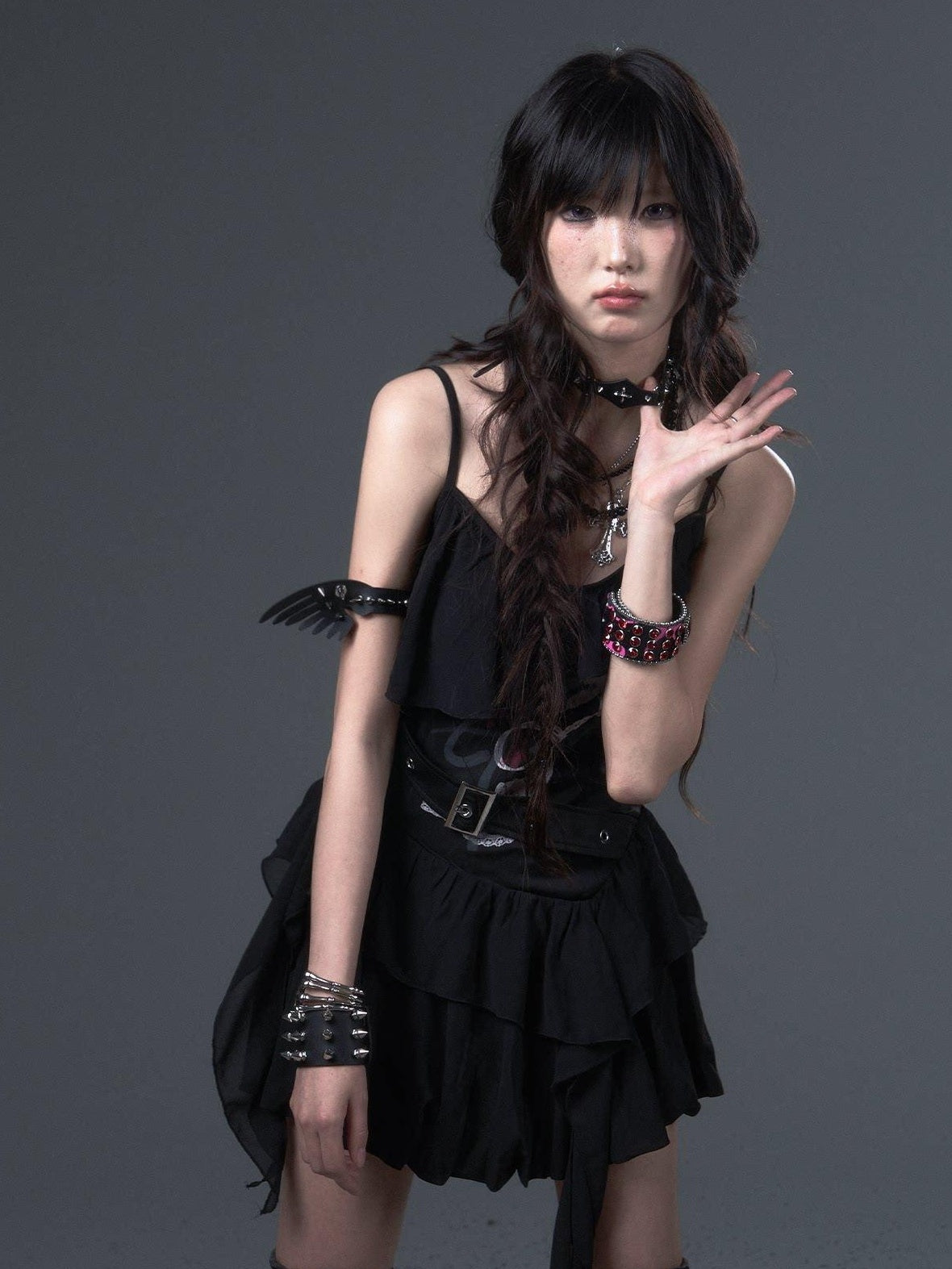 Frustration Garden Flirty Sweet Sultry Printed Black A Line Camisole Casual Slip Mini Dresses