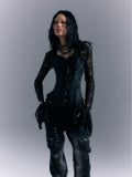 Frustration_Garden_Gothic_Tie_Waist_V-neck_Long_Sleeve_Two_Piece_Black_Lace_Casual_Mini_Dresses_MISSTT