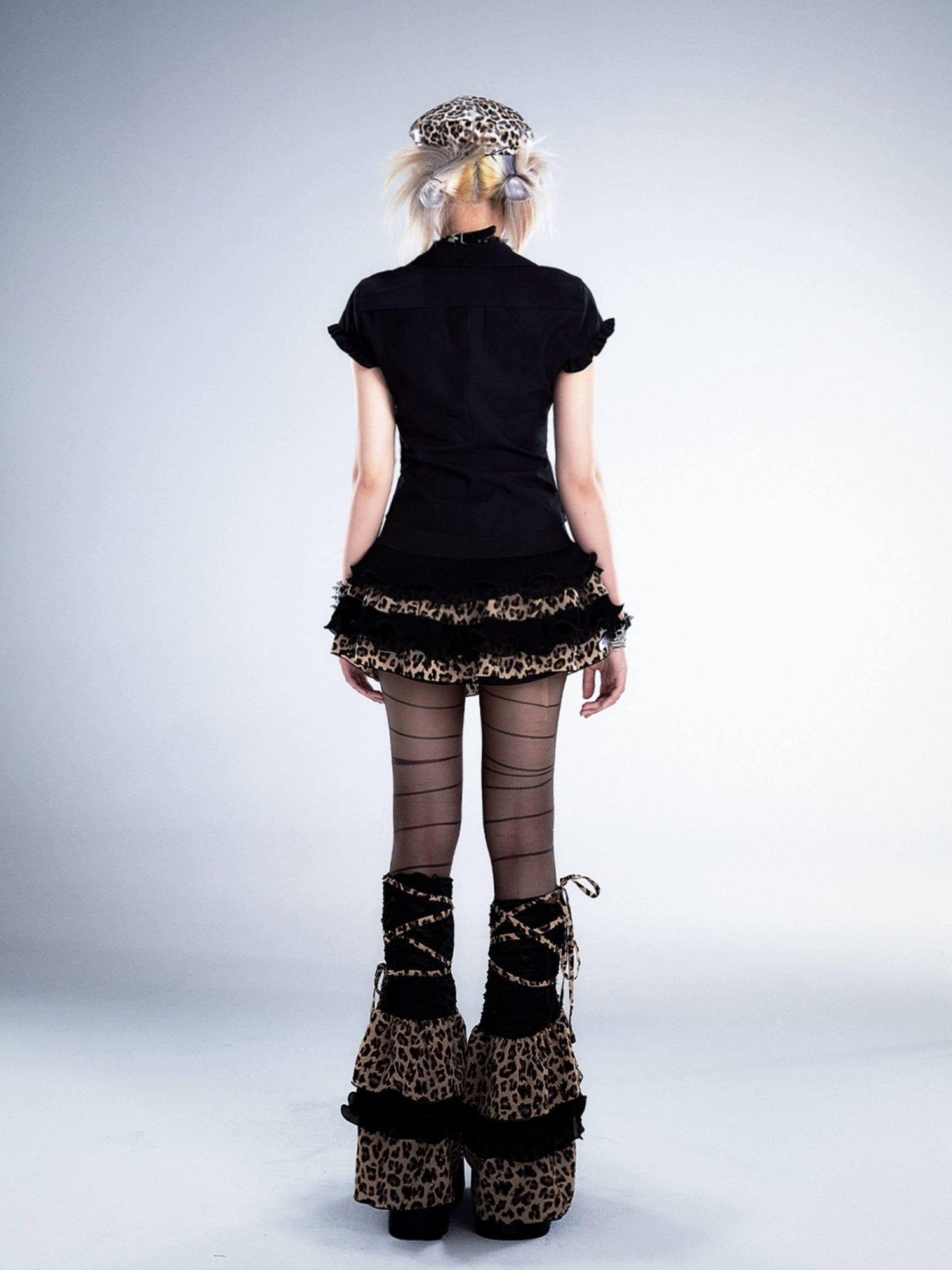 Frustration Garden Lightweight Leopard Print Edgy Leg Sleeve Unisex Black Fashion Leg Warmers