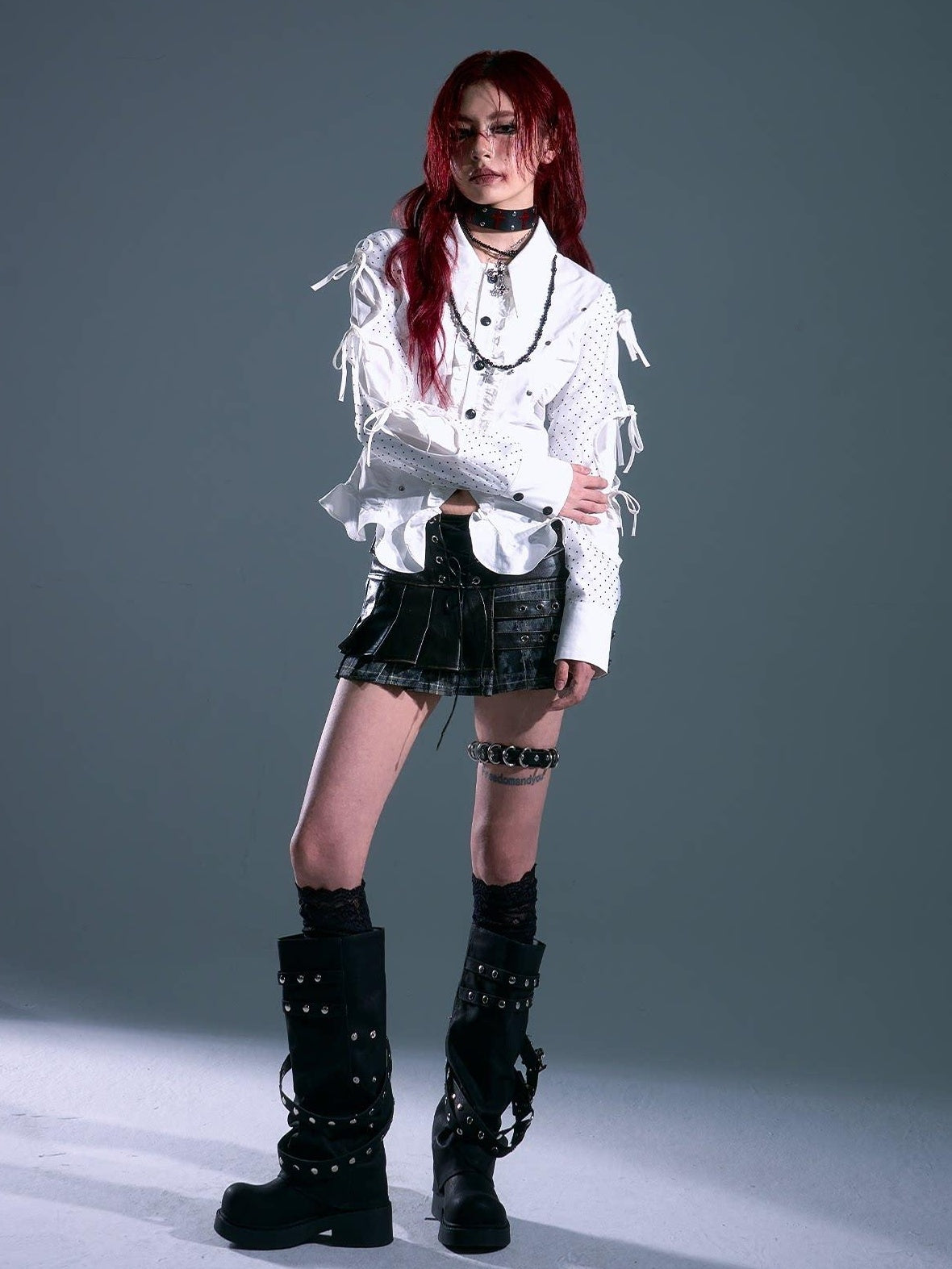 Frustration Garden Lined Distressed Pu Punk Low Waist A Line Asymmetric Buttons Black Mini Skirts