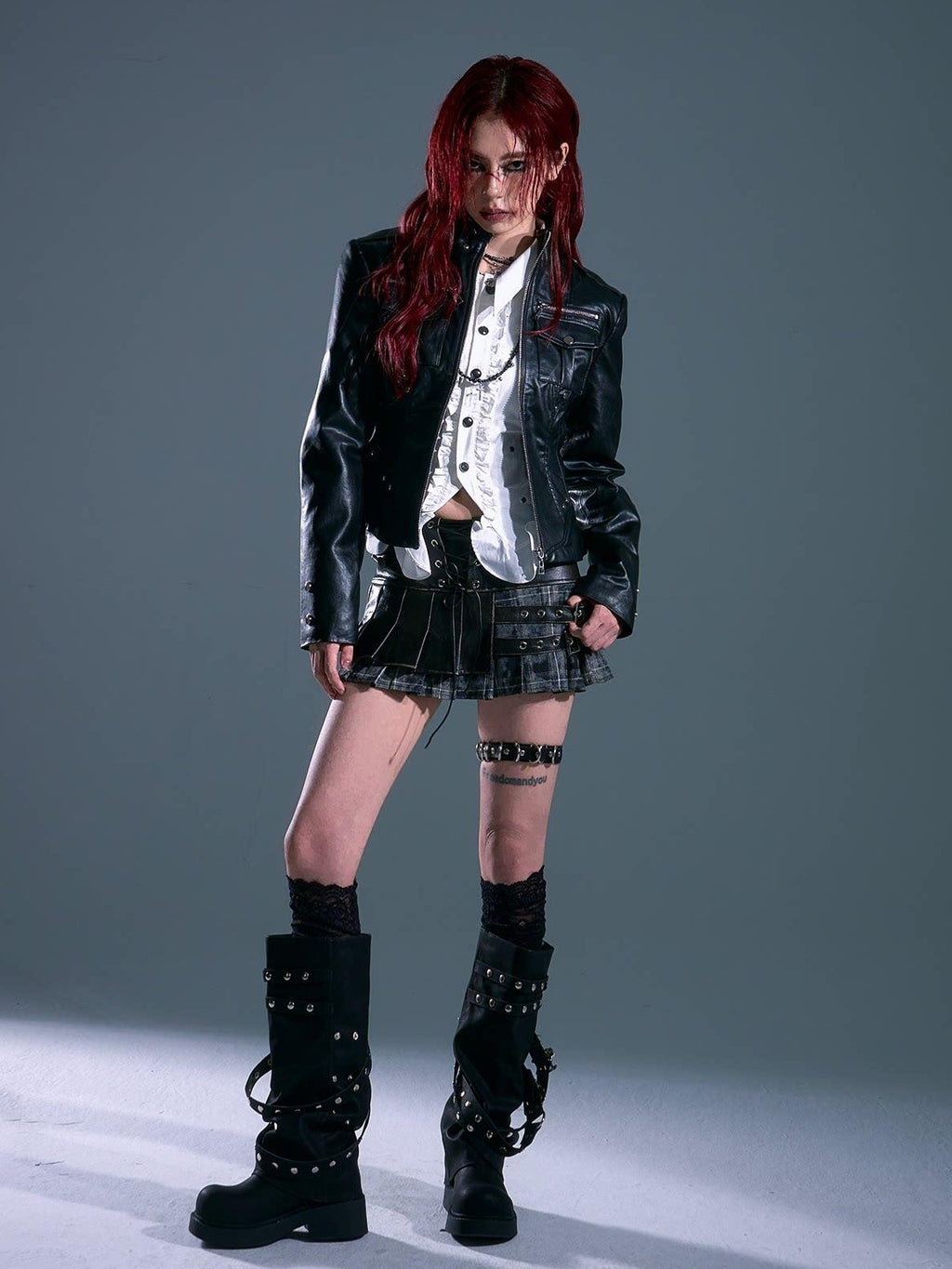 Frustration Garden Lined Distressed Pu Punk Low Waist A Line Asymmetric Buttons Black Mini Skirts