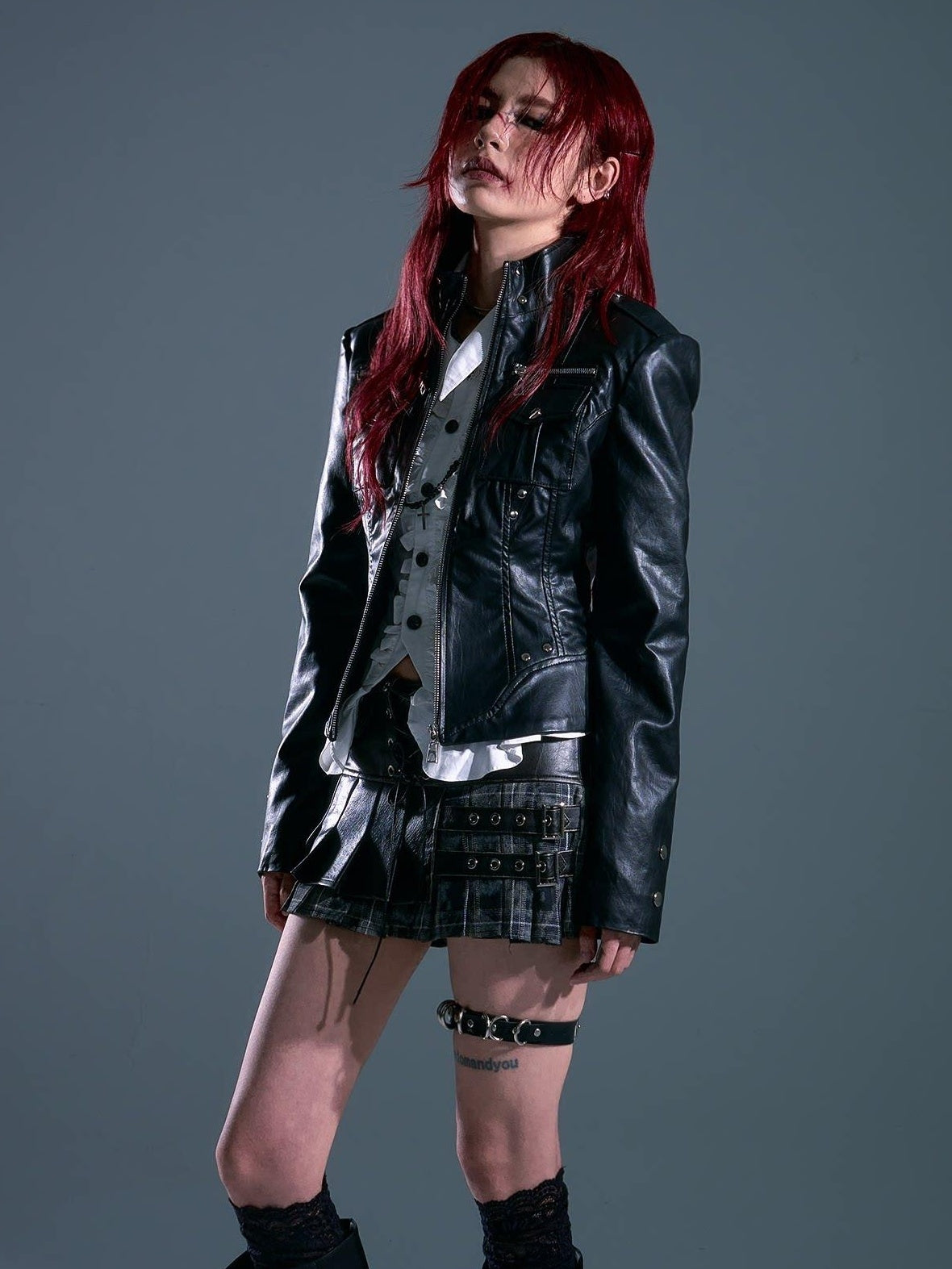 Frustration Garden Lined Distressed Pu Punk Low Waist A Line Asymmetric Buttons Black Mini Skirts
