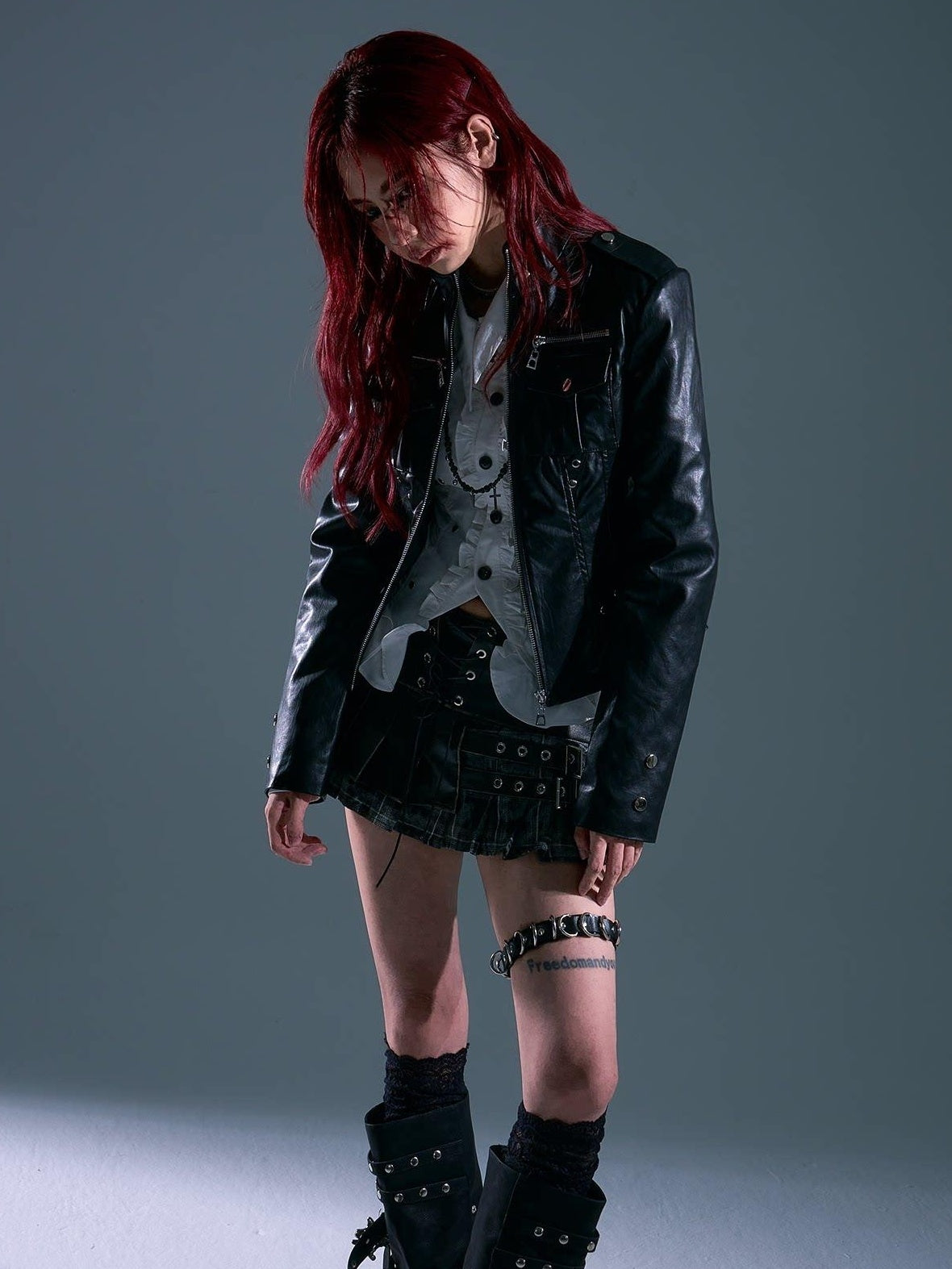 Frustration Garden Lined Distressed Pu Punk Low Waist A Line Asymmetric Buttons Black Mini Skirts