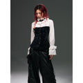 Frustration_Garden_Original_Cotton_Slim_Fit_Bishop_Sleeve_Stand_Collar_Button_Cropped_Blouses_MISSTT