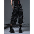 Frustration_Garden_Original_Loose_Cargo_Natural_Waist_Elastic_Unisex_Black_Pu_Leather_Pants_MISSTT
