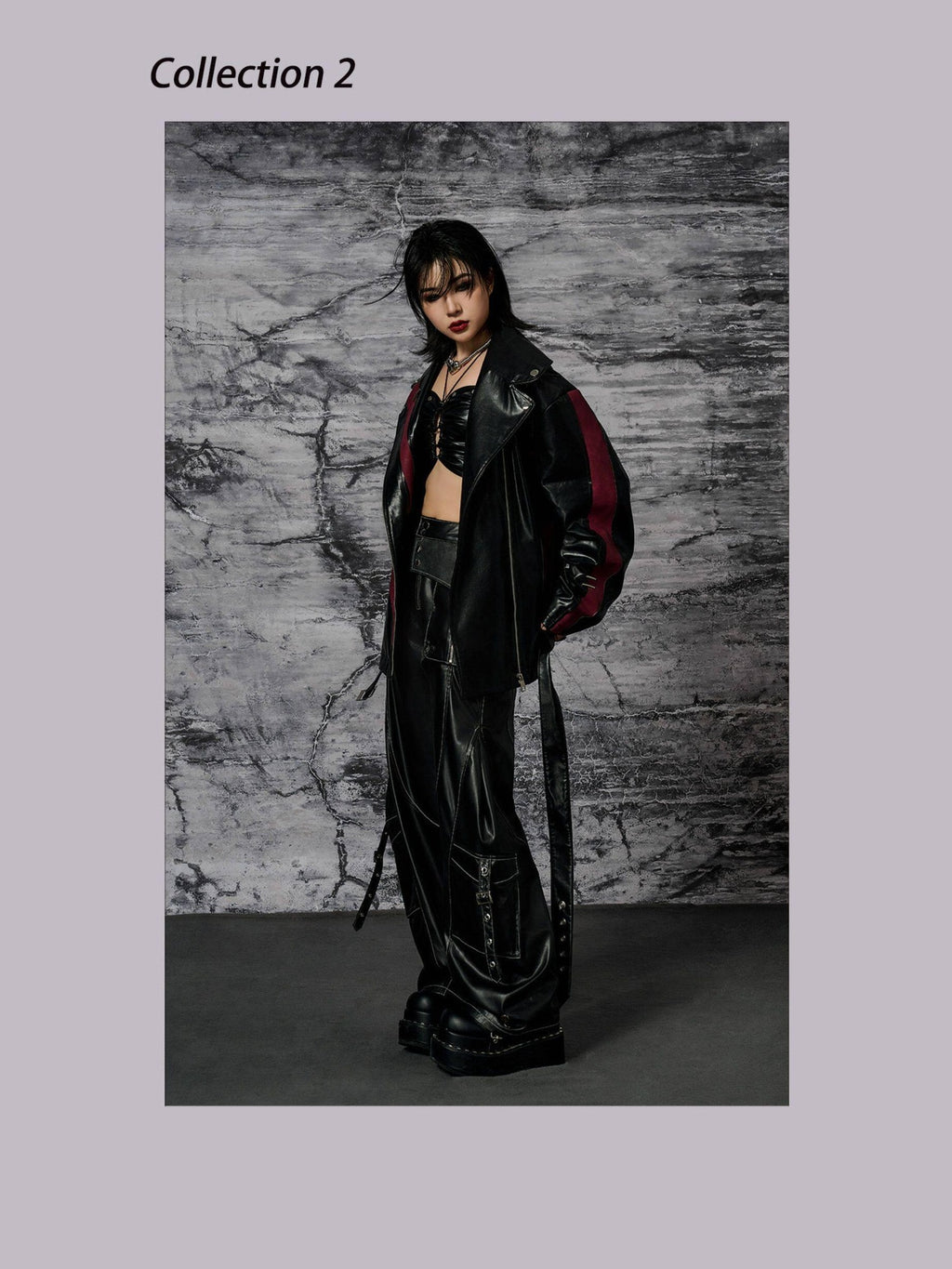 Frustration Garden Original Pu Pocket Cargo 3D Detail Natural Waist Women Black Leather Pants