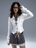 Frustration_Garden_Original_Slim_Ruched_Tie_Cutout_Cropped_Blazer_Collar_Women_White_Blouses_MISSTT