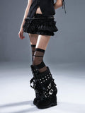 Frustration Garden Original Zipper Low Waist Pleated Skort Women Black Belt Mini Skirts