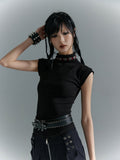 Frustration_Garden_Pure_Cotton_Slim_Fit_Mock_Neck_Women_Office_Black_Short_Sleeve_T-Shirts_MISSTT