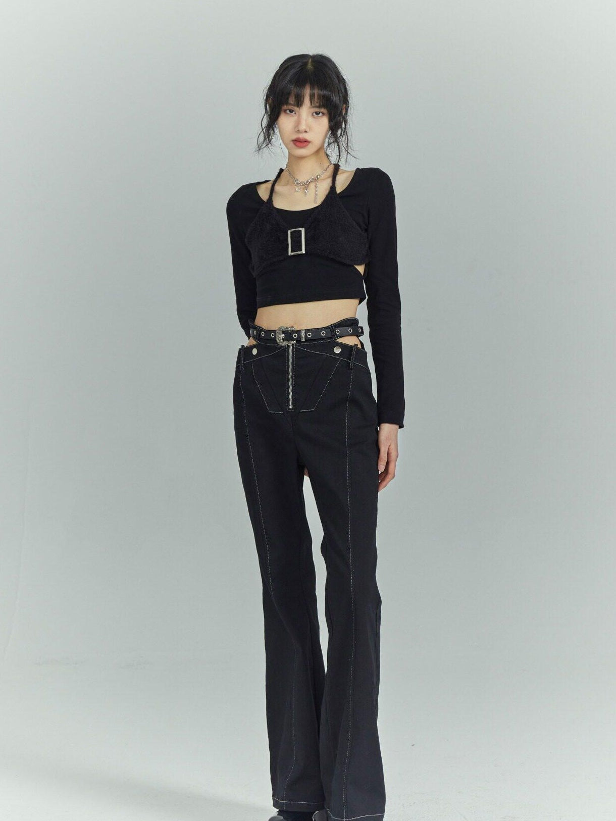 Frustration Garden Slim Cropped Minimalist Commuter Black Pullover Sizes S M L Long Sleeve T-Shirts