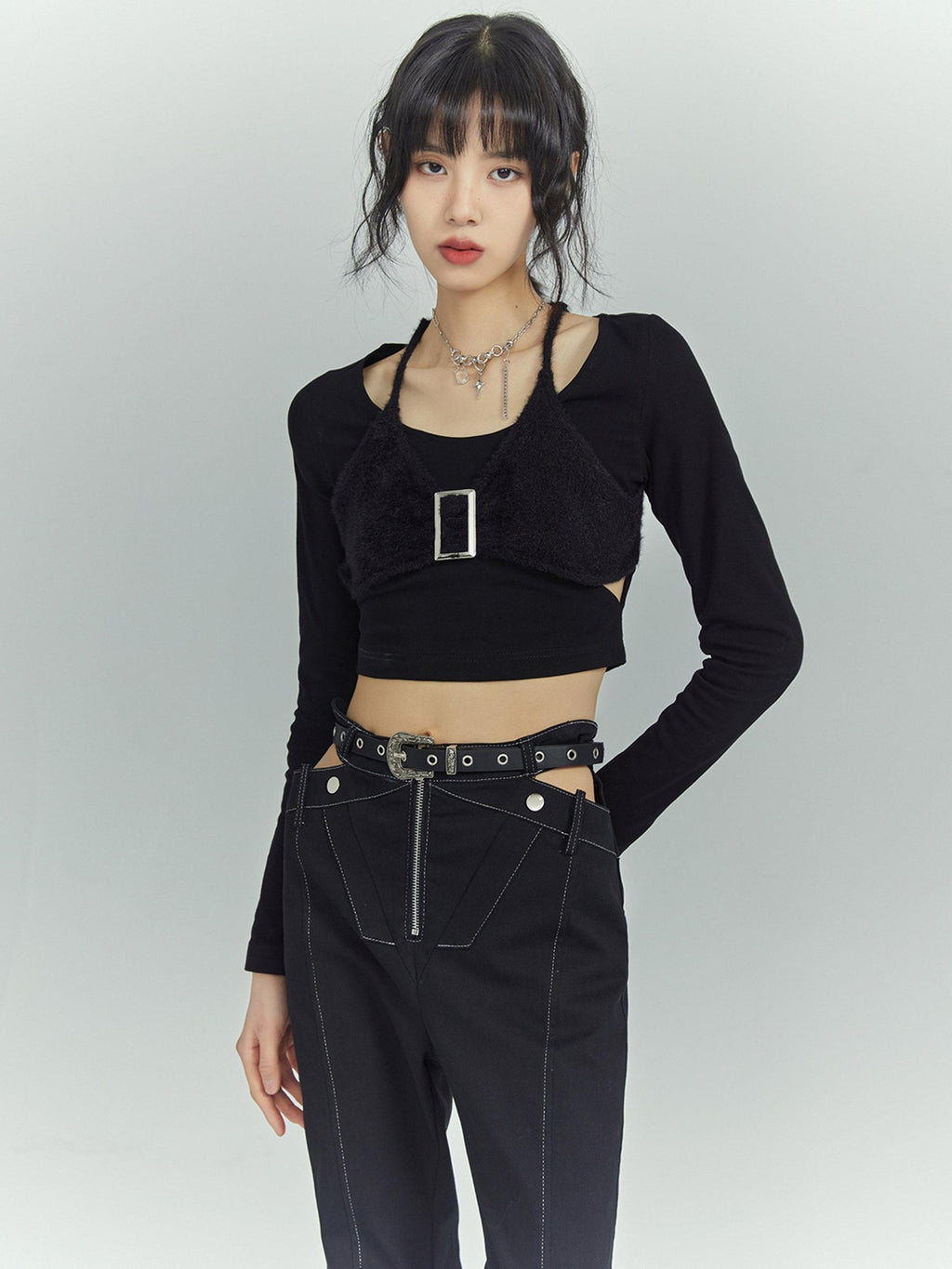 Frustration Garden Slim Cropped Minimalist Commuter Black Pullover Sizes S M L Long Sleeve T-Shirts