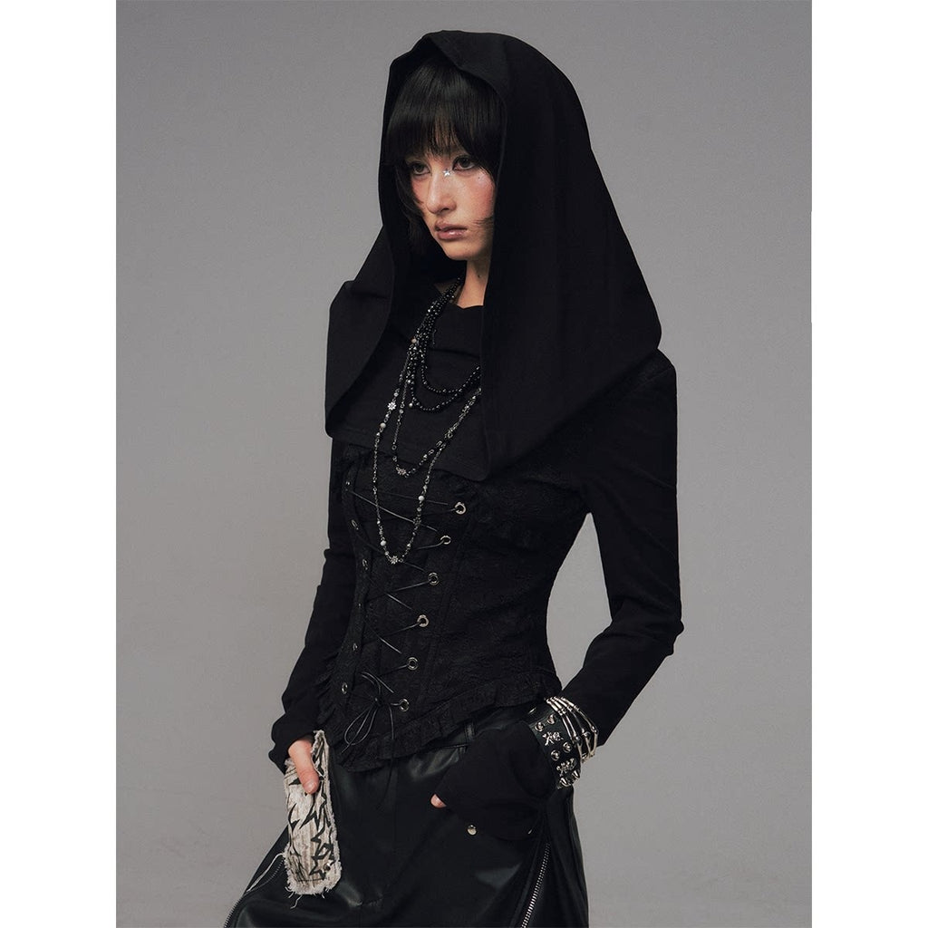 Frustration_Garden_Slim_Fit_Gothic_Hooded_Jacquard_Patchwork_Tie_Women_Black_Long_Sleeve_T-Shirts_MISSTT