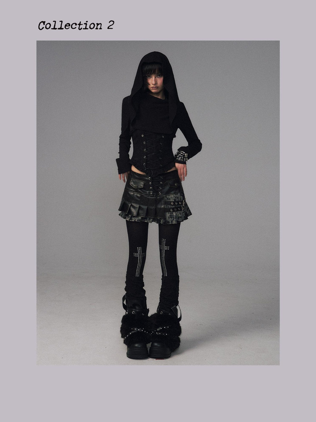 Frustration Garden Slim Fit Gothic Hooded Jacquard Patchwork Tie Women Black Long Sleeve T-Shirts