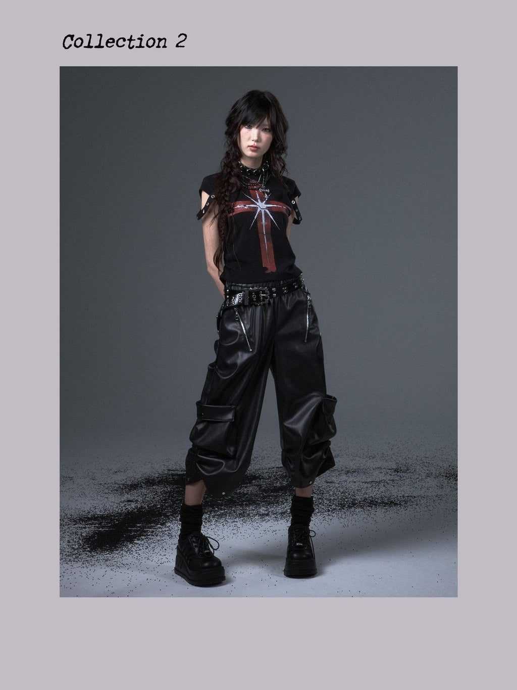 Frustration Garden Stretch Cotton Slim Fit Punk Drawstring Cross Print Women Short Sleeve T-Shirts