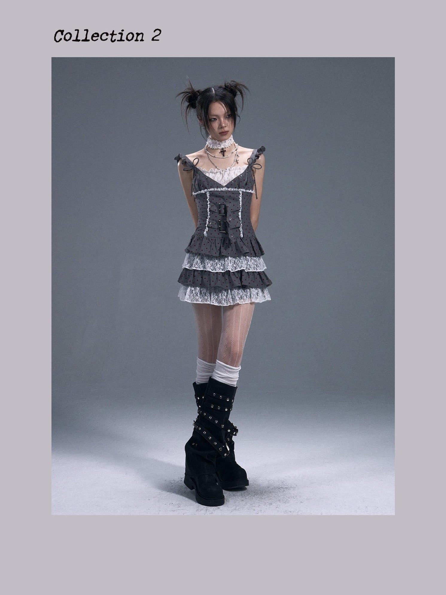 Frustration Garden Sweet Lace Tiered Aline Natural Waist Sleeveless Polycotton Casual Mini Dresses