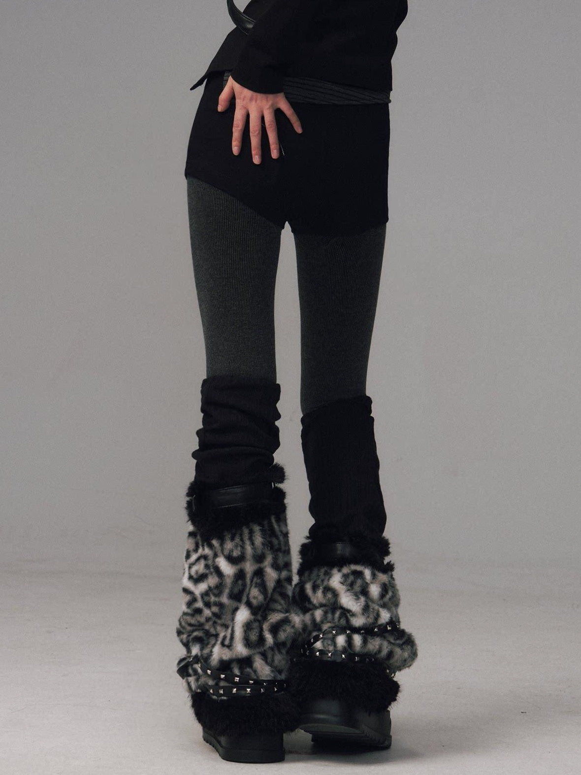 Frustration Garden Thermal Fleece Lined Long Tights Casual Young Women Polyester Blend Hosiery