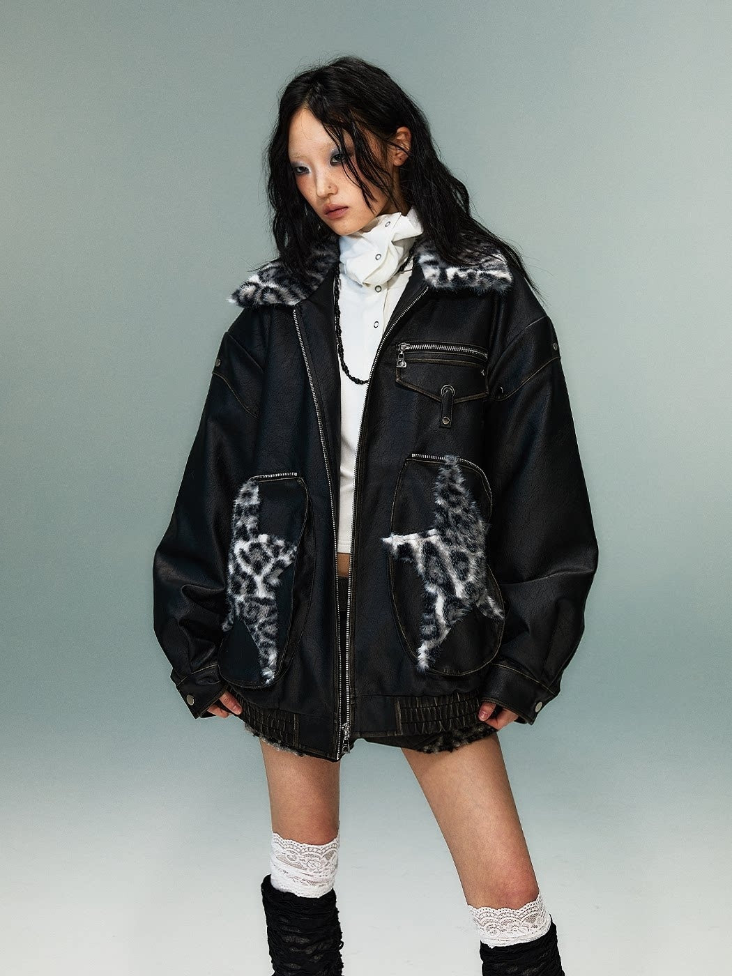 Frustration_Garden_Thick_Warm_Loose_Pu_Fur_Collar_Zipper_Women_Leopard_Black_Leather_Jackets_MISSTT