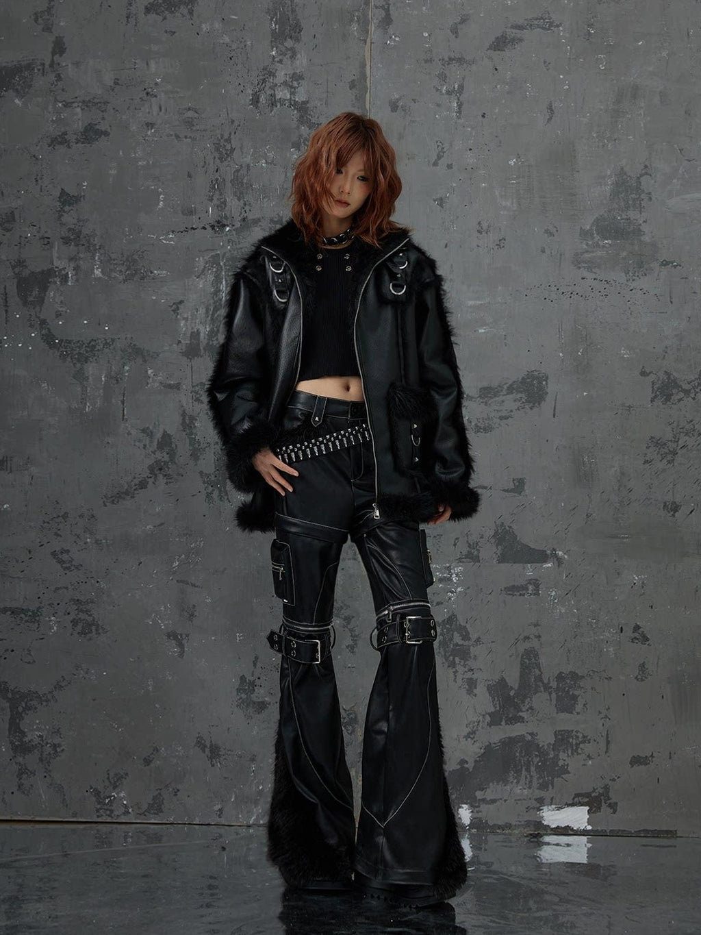 Frustration Garden Thick Warm Original Loose Fit Faux Fur Lined Pu Leather Casual Jackets