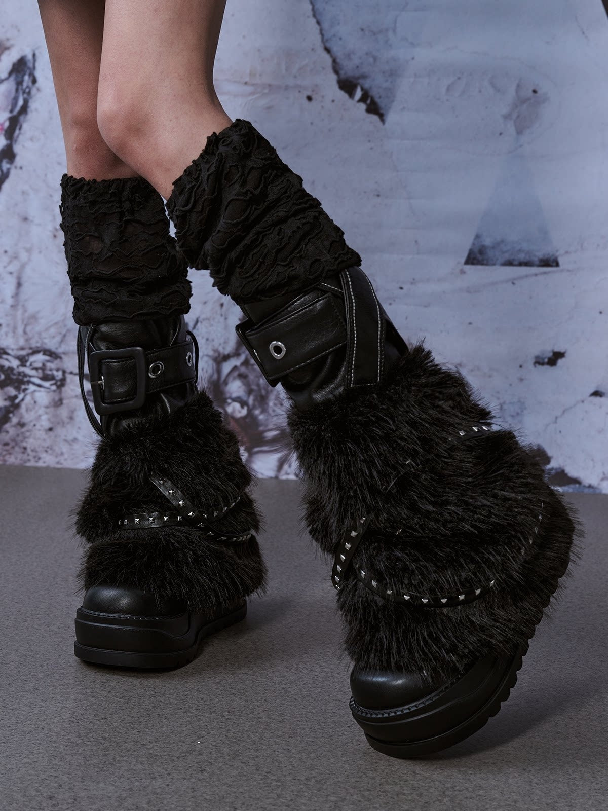 Frustration_Garden_Thickened_Leg_Shaping_Edgy_Slouchy_Polyester_One_Size_Women_Black_Leg_Warmers_MISSTT
