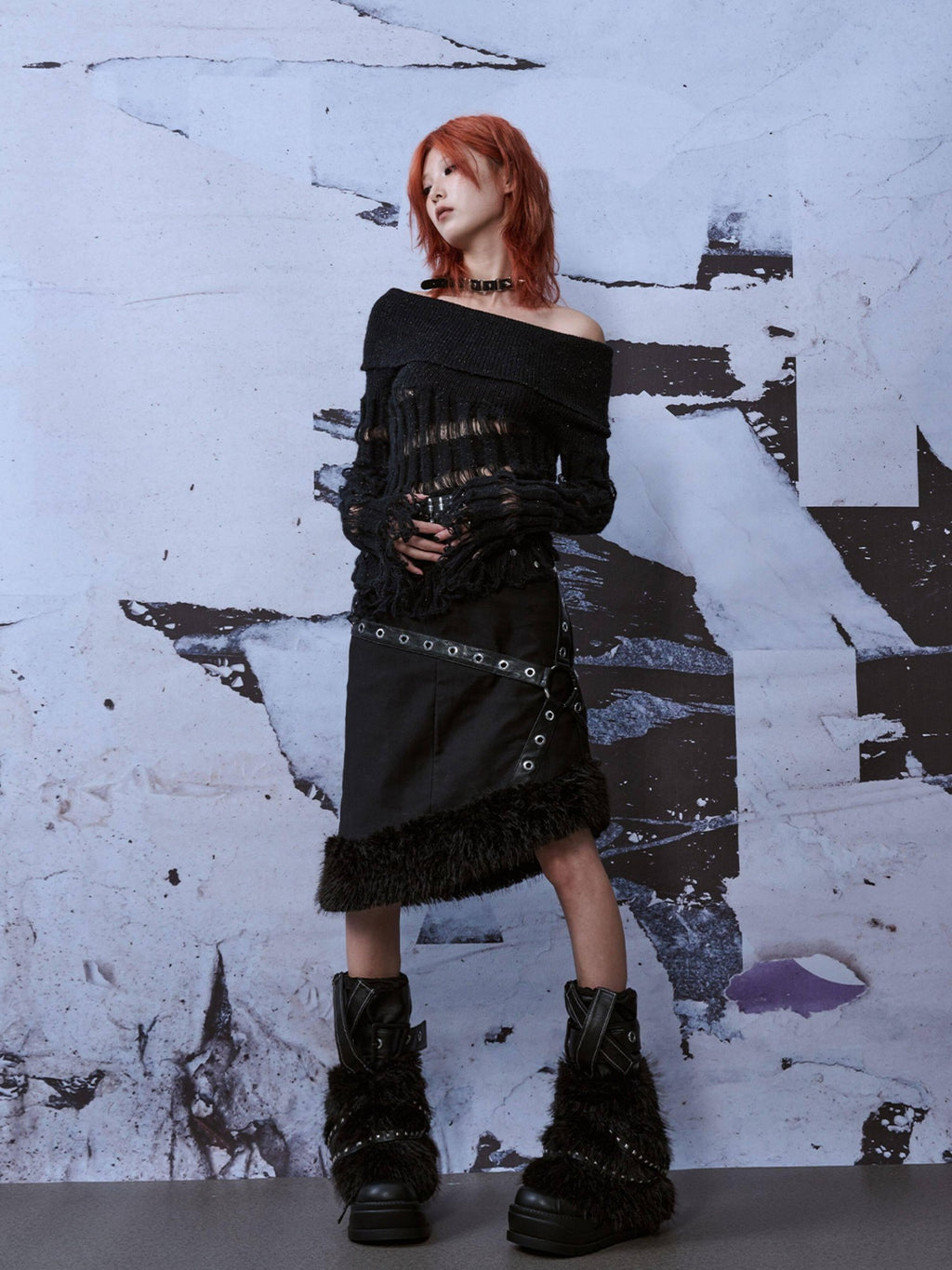 Frustration Garden Thickened Leg Shaping Edgy Slouchy Polyester One Size Women Black Leg Warmers