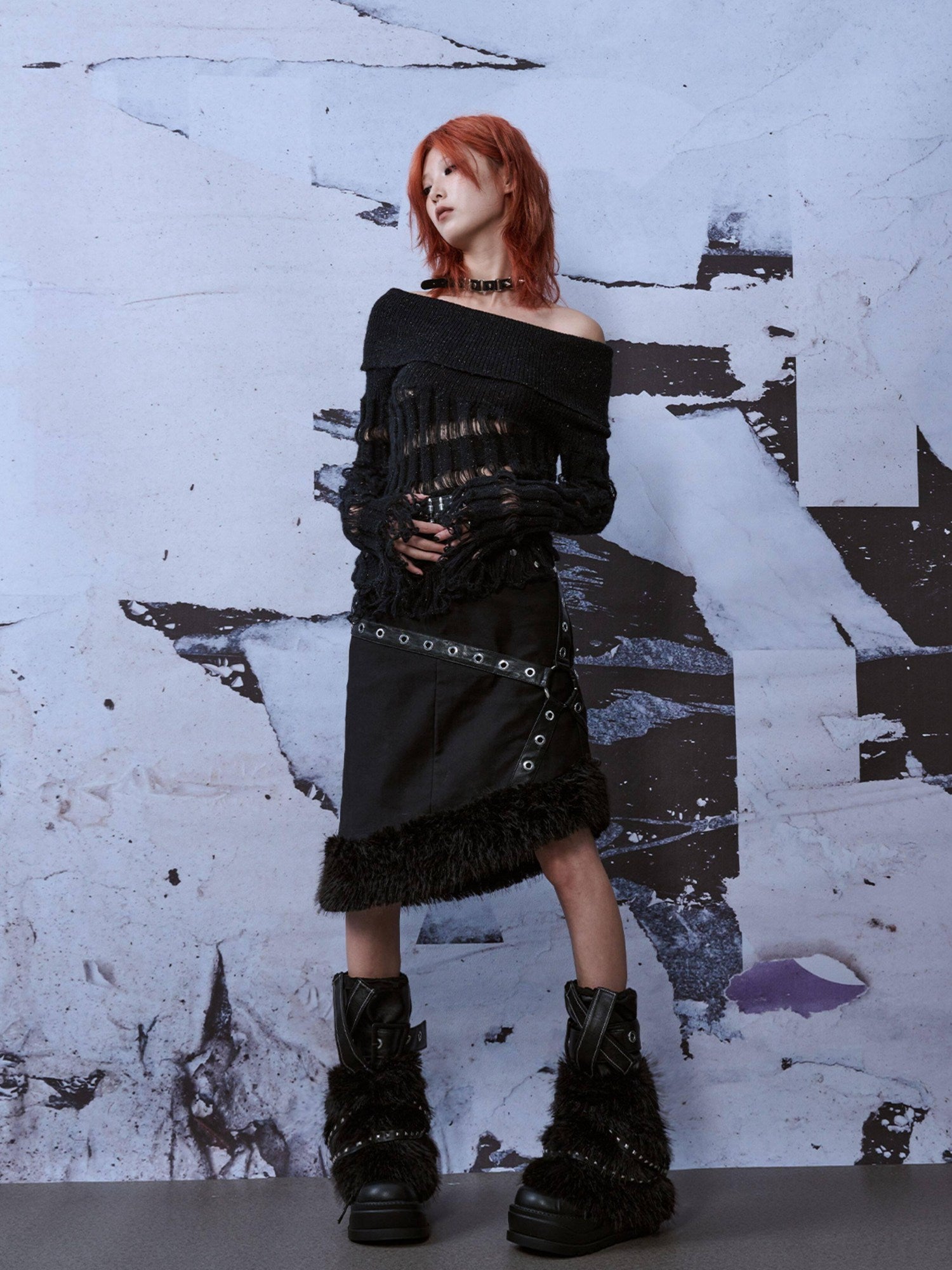 Frustration Garden Thickened Leg Shaping Edgy Slouchy Polyester One Size Women Black Leg Warmers