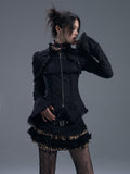 Frustration_Garden_Unique_Slim_Fit_Cotton_Ruched_Lace_Collar_Bell_Sleeves_Zipper_Tie_Black_Blouses_MISSTT