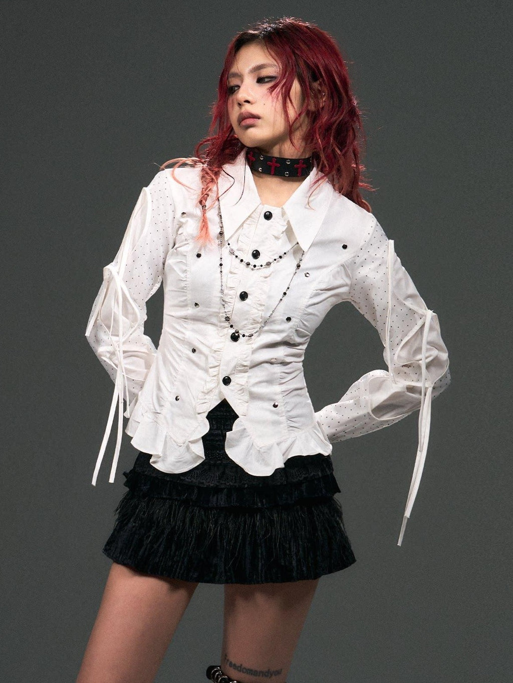 Frustration Garden Vintage Velvet Lined Low Waist Button Lace Fringe Tiered Student Mini Skirts