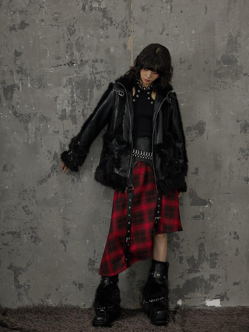 Frustration Garden Warm Thick Original Loose Fit Star Pattern Zipper Unisex Black Puffer Jackets