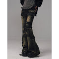 Frustration_Garden_Washed_Low_Rise_Punk_Micro_Flare_Pocket_Women_Daily_Black_Denim_Flare_Jeans_MISSTT