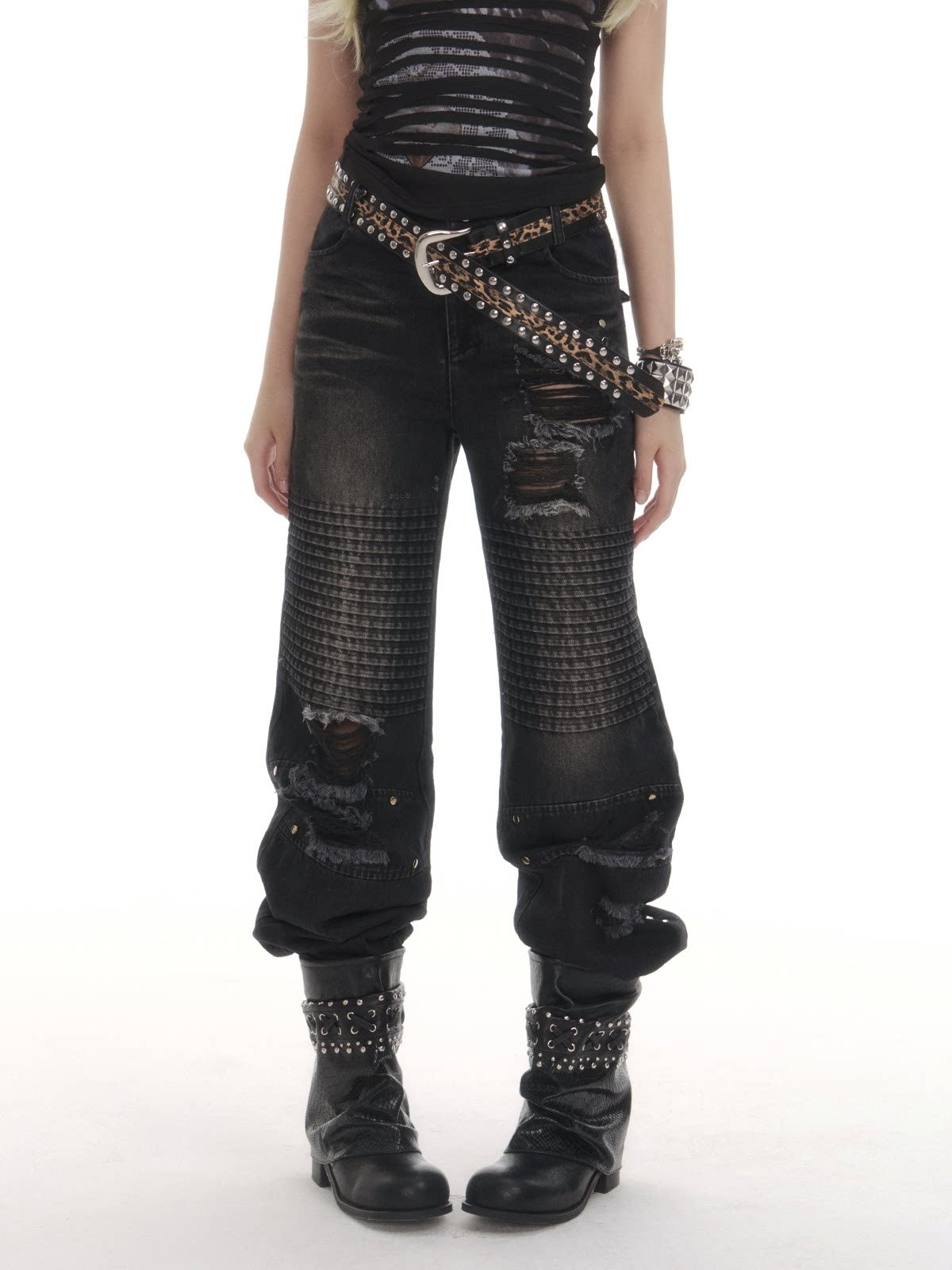 Frustration_Garden_Washed_Low_Waist_Ripped_Straight_Women_Black_Denim_Zip_Fly_Rigid_Straight_Jeans_MISSTT