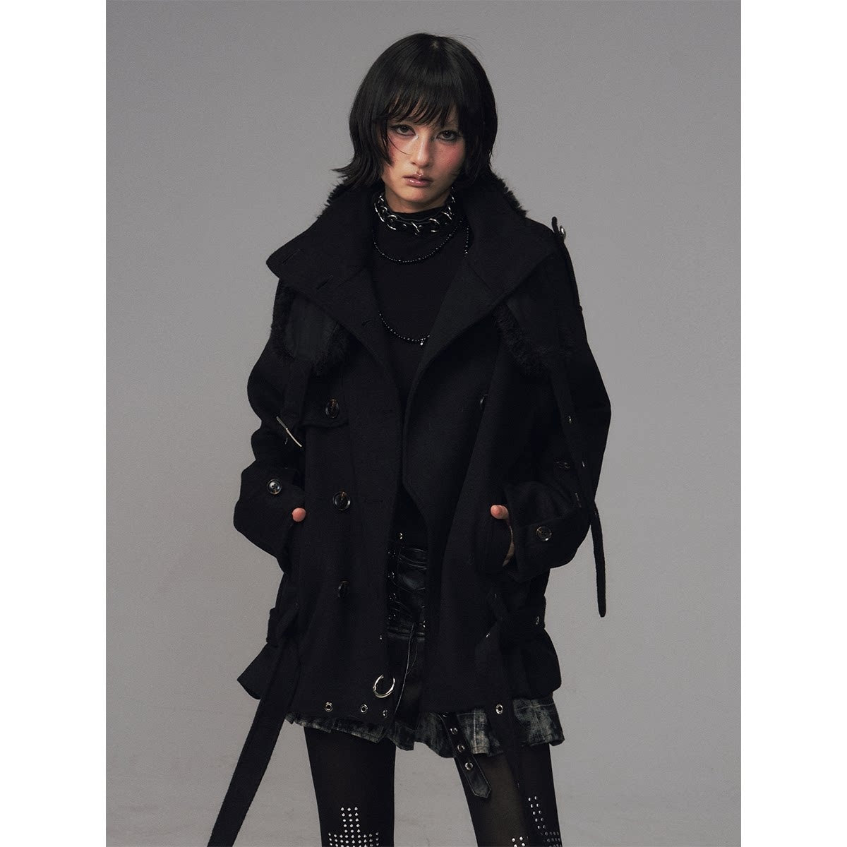 Frustration_Garden_Wool_Blend_Asymmetrical_Double_Breasted_Loose_Fit_Commuter_Black_Short_Coats_MISSTT