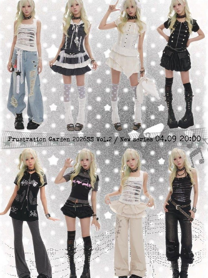 Frustration Garden Wool Blend Asymmetrical Double Breasted Loose Fit Commuter Black Short Coats