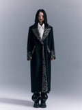 Frustration Garden Wool Blend Thick Patchwork Asymmetric Notched Lapel Women Black Long Coats