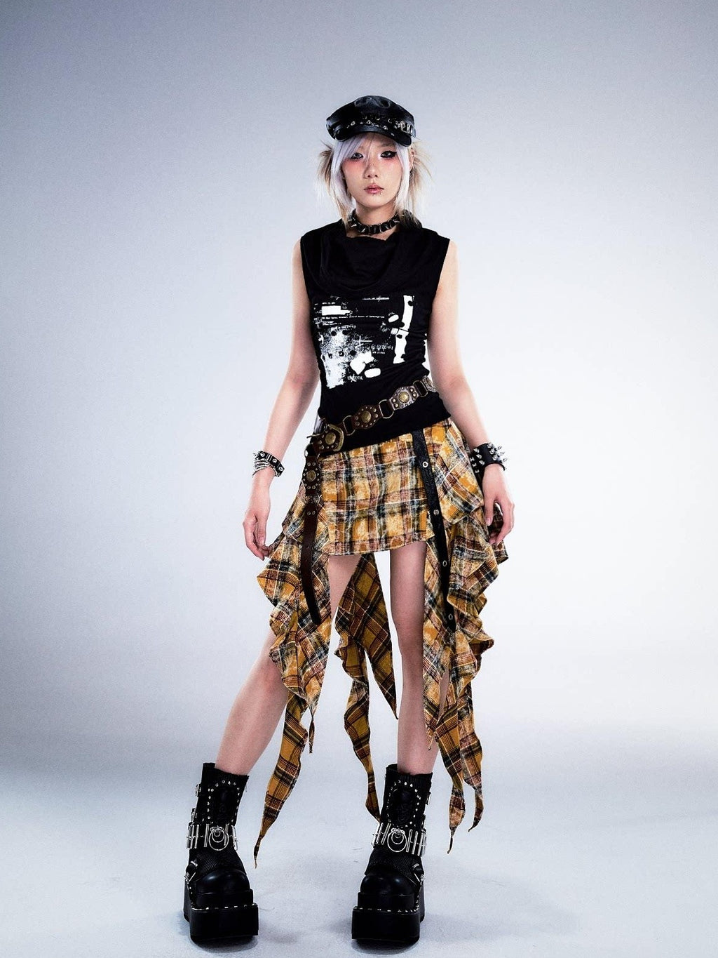 Frustration Garden Yellow Tie Dye 3D Ruffle Rock A Line Mid Waist Women Cotton Mini Skirts