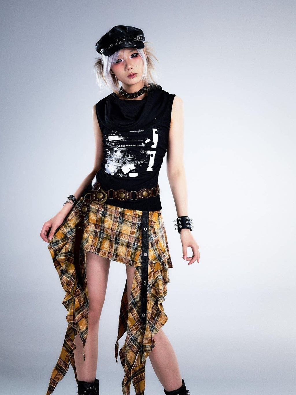 Frustration Garden Yellow Tie Dye 3D Ruffle Rock A Line Mid Waist Women Cotton Mini Skirts
