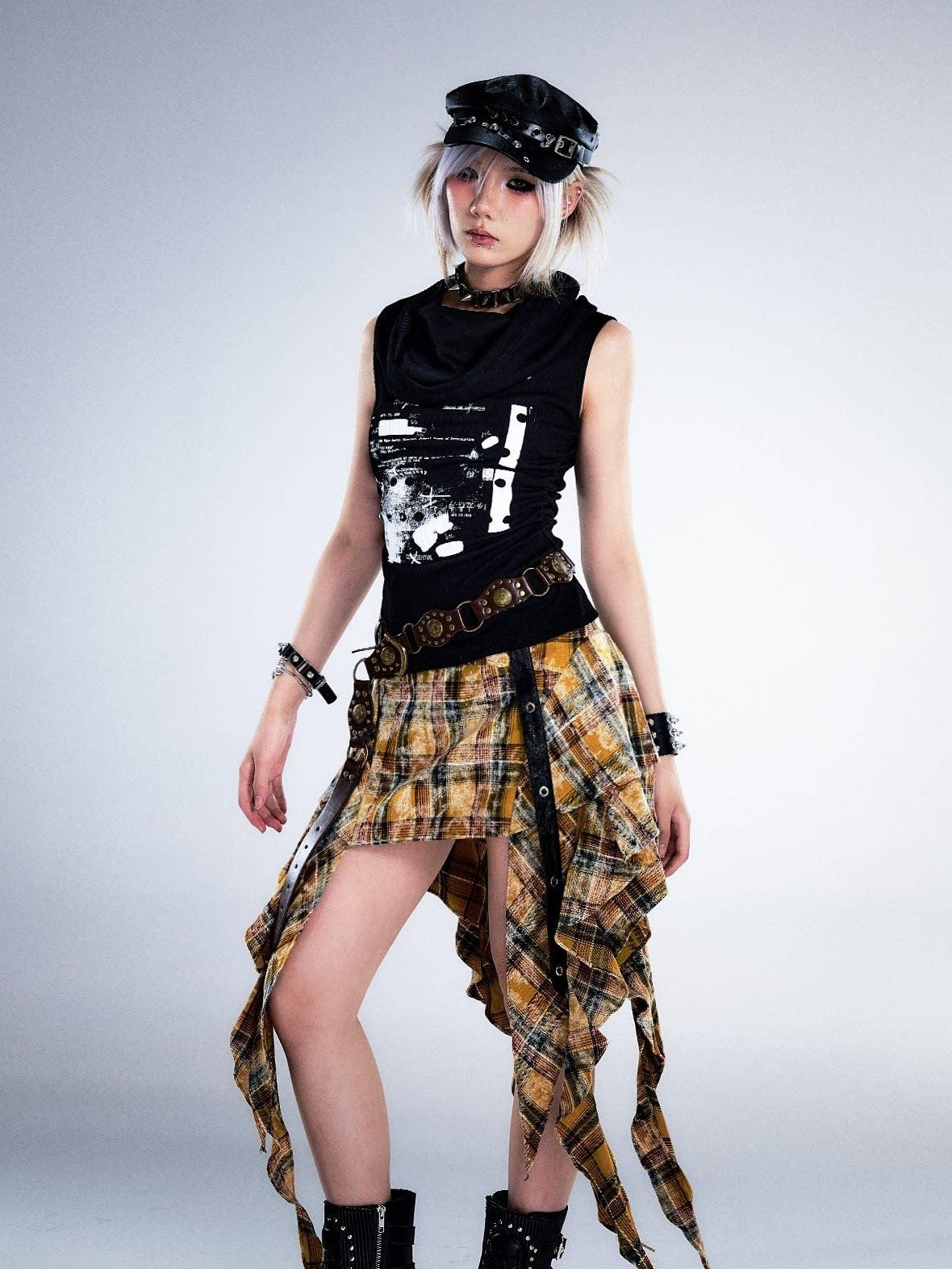 Frustration Garden Yellow Tie Dye 3D Ruffle Rock A Line Mid Waist Women Cotton Mini Skirts