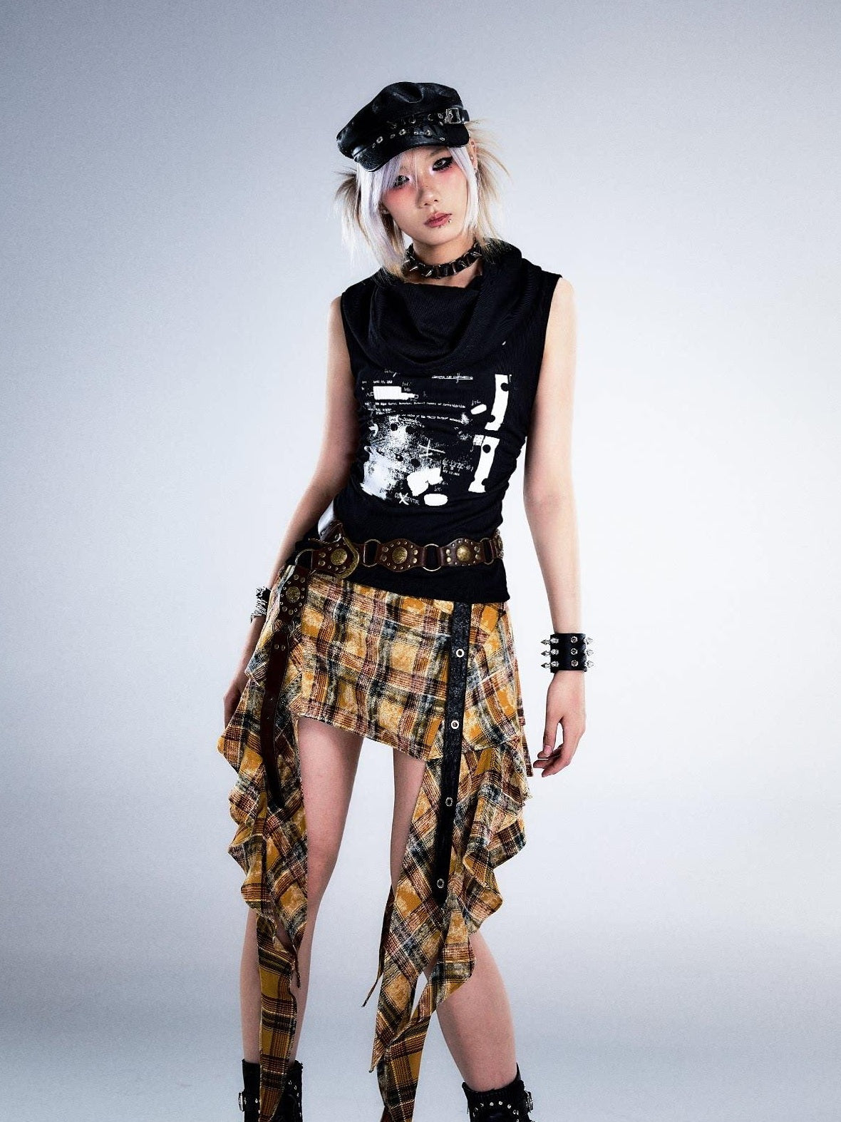 Frustration Garden Yellow Tie Dye 3D Ruffle Rock A Line Mid Waist Women Cotton Mini Skirts