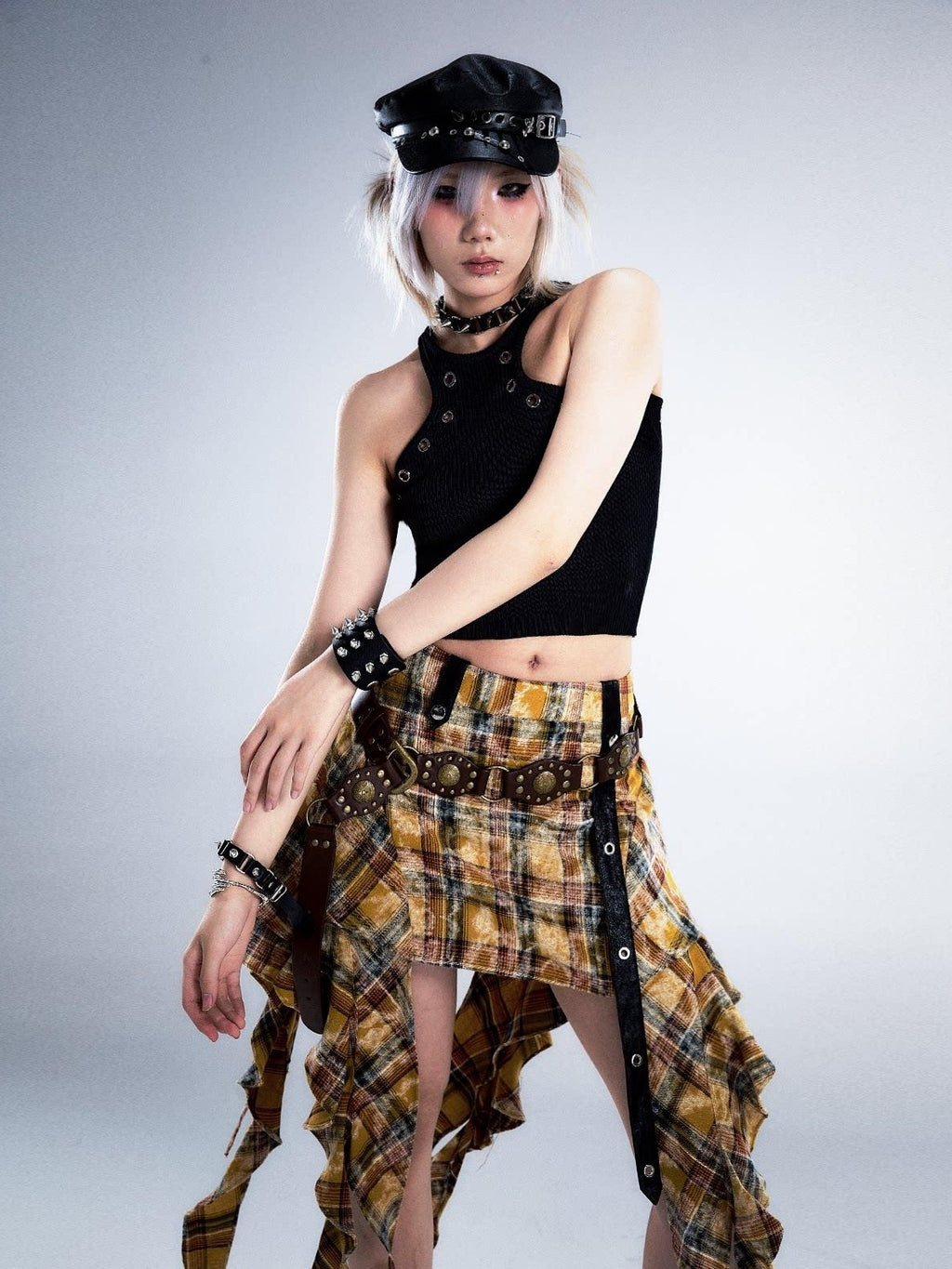 Frustration Garden Yellow Tie Dye 3D Ruffle Rock A Line Mid Waist Women Cotton Mini Skirts