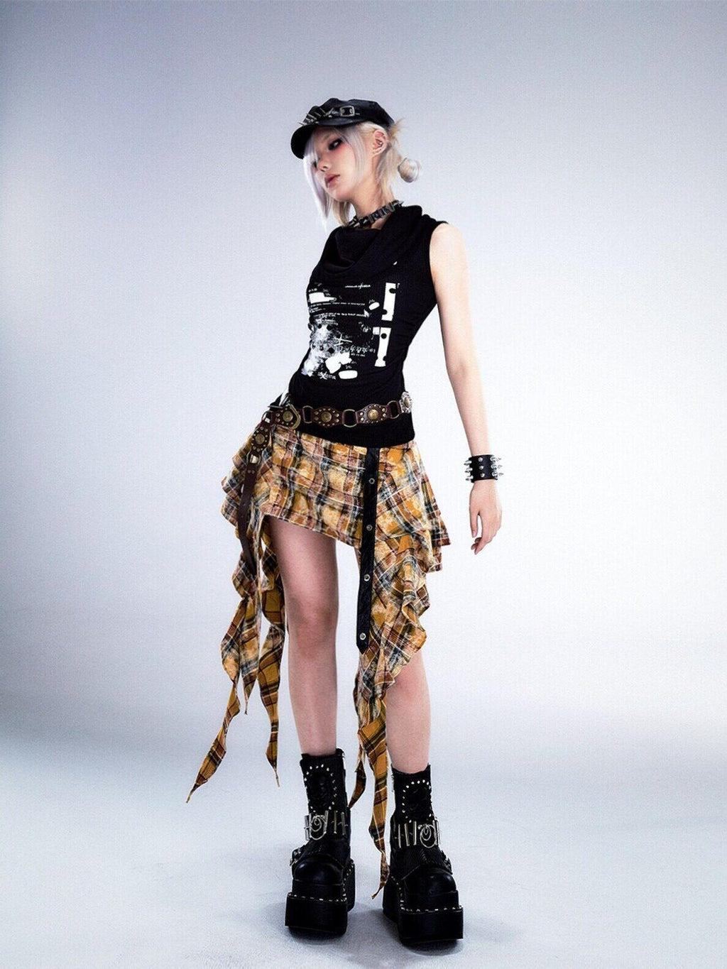 Frustration Garden Yellow Tie Dye 3D Ruffle Rock A Line Mid Waist Women Cotton Mini Skirts