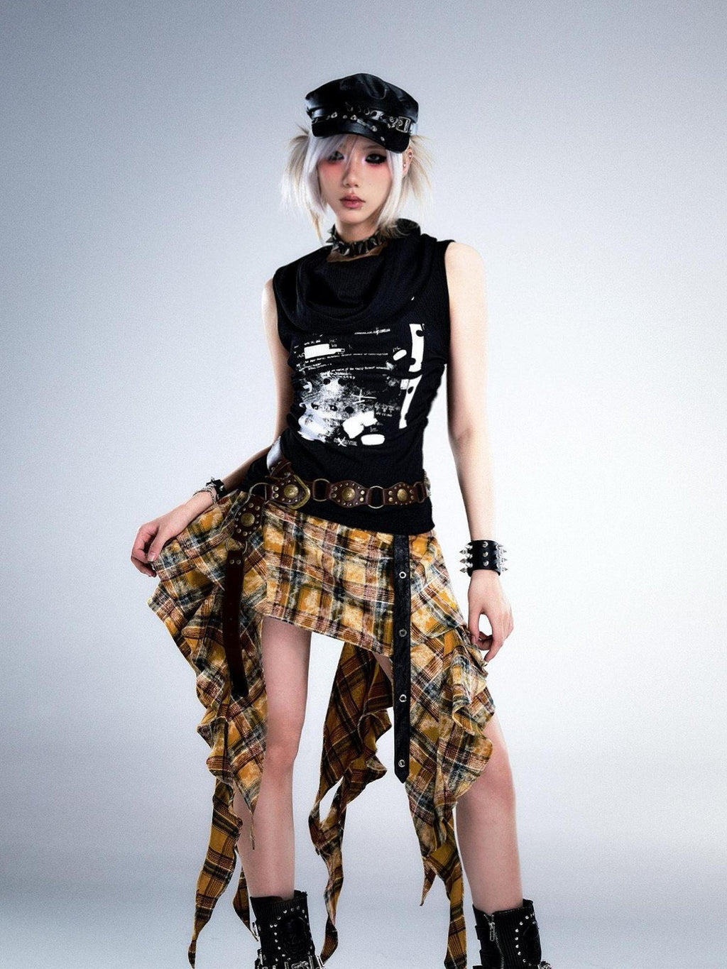 Frustration Garden Yellow Tie Dye 3D Ruffle Rock A Line Mid Waist Women Cotton Mini Skirts