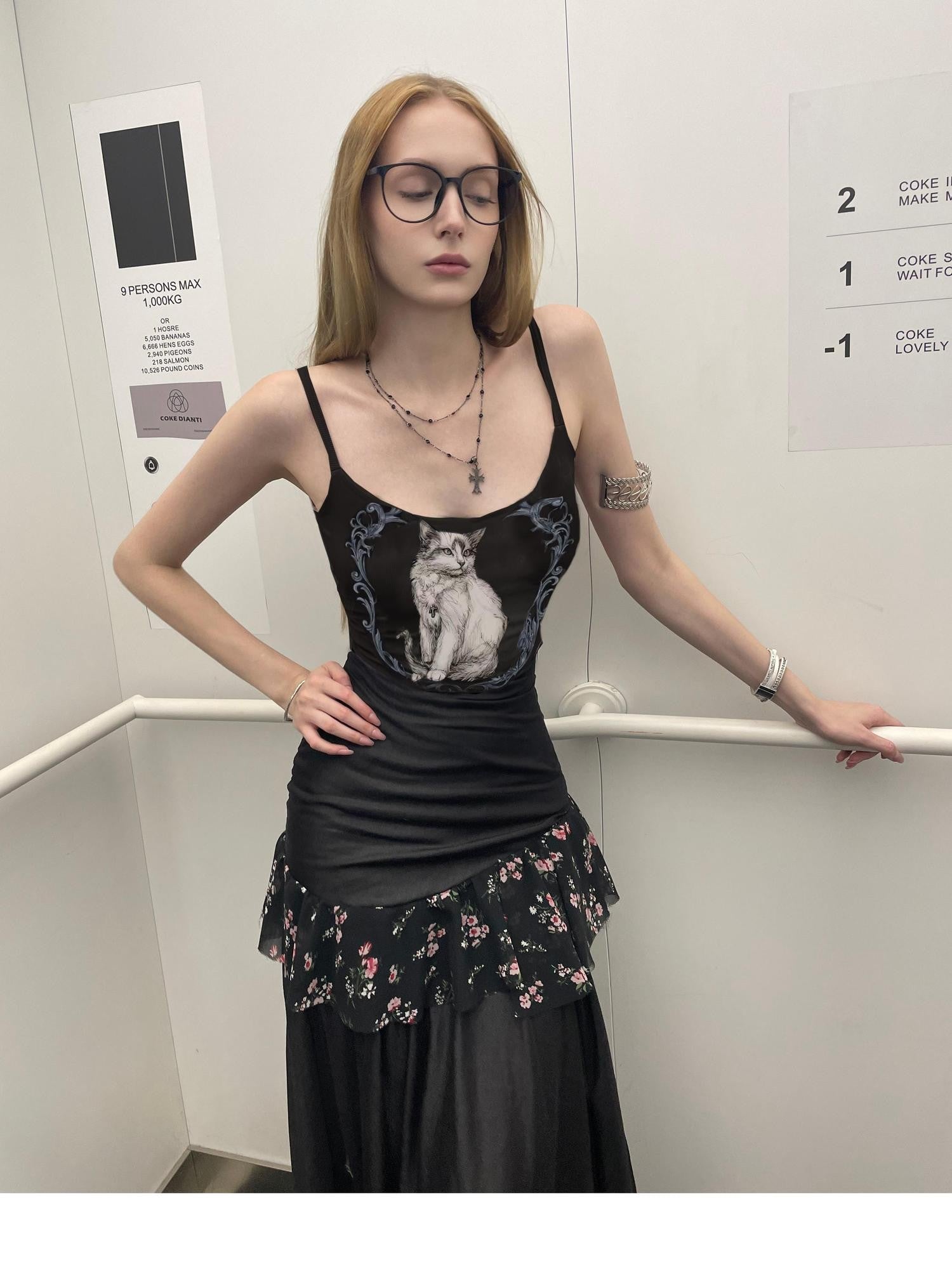 GGLOYDIUS Black Gothic Lace Cami Slim Women's Lace Matching Skirt Sets